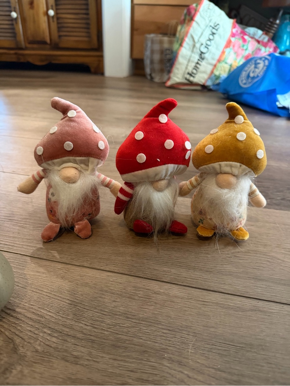 Plush Gnome Toy Trio - Pink, Red & mushroom Dot Hats
